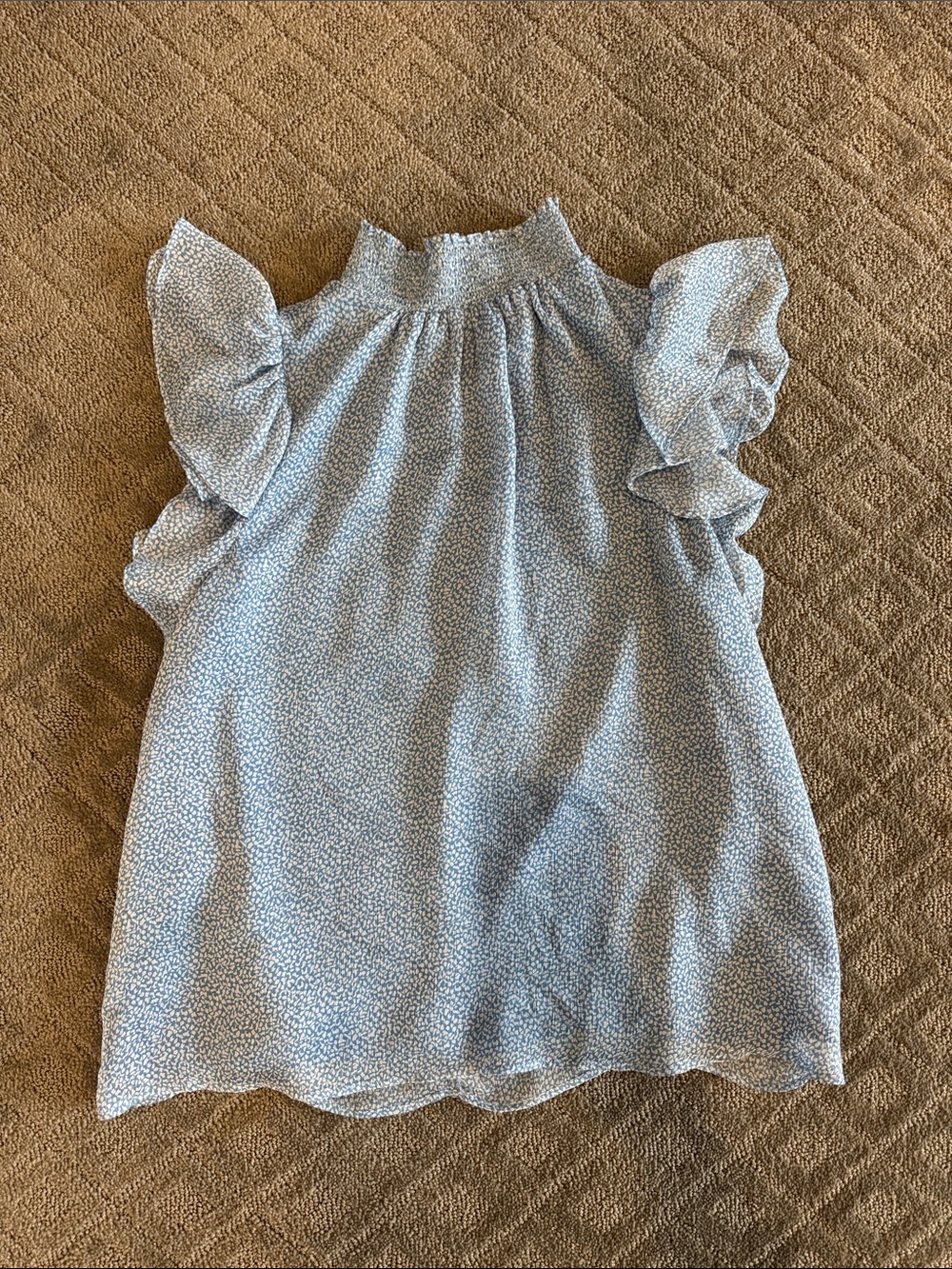 1. State Light Blue Ruffle Sleeve Blouse